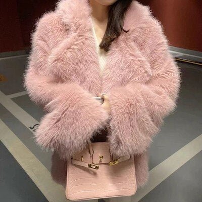 Featured image for 'Women's Faux Fur Coat  Mid-Length Loose-Fit Winter Jacket with Lapel Collar'