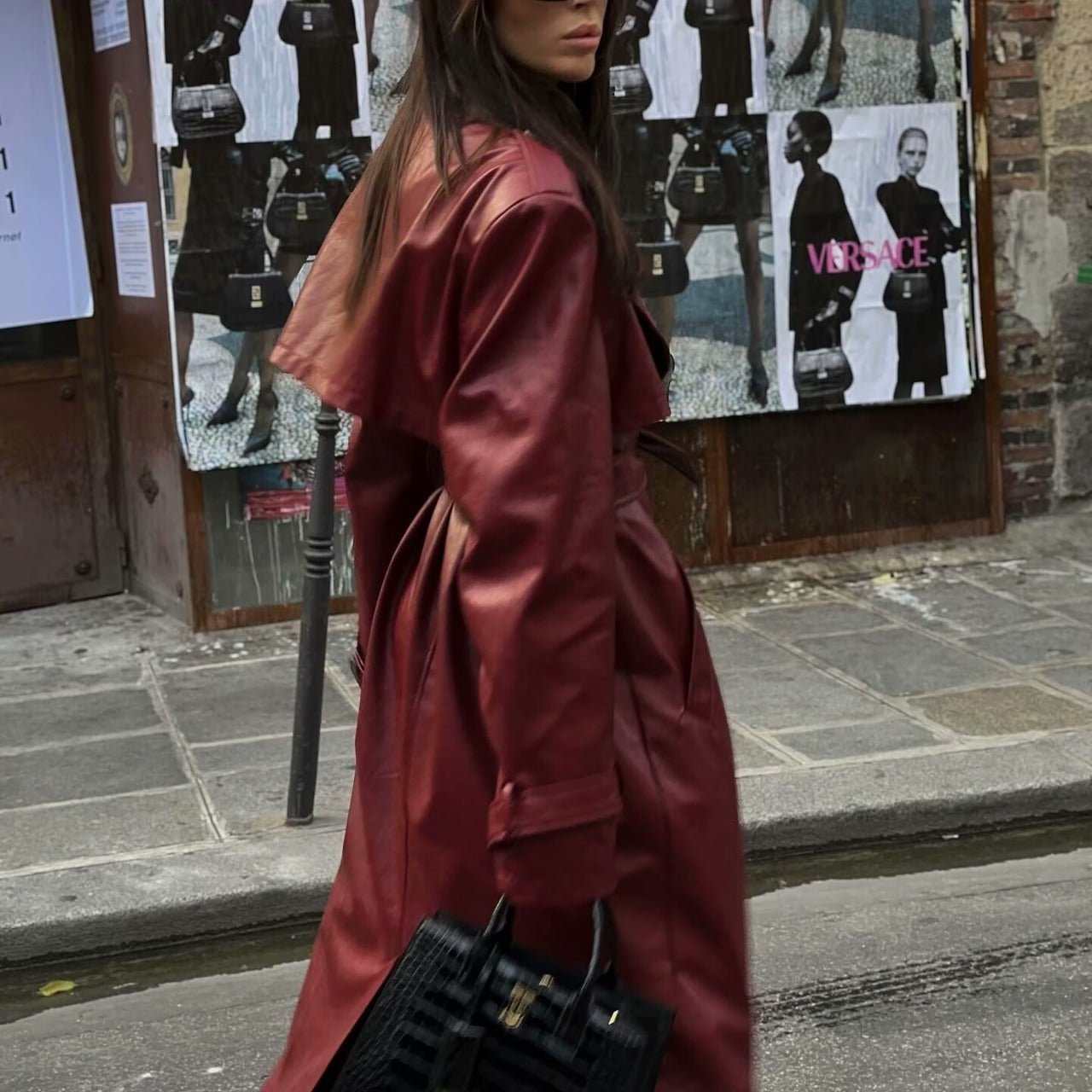 Featured image for 'Women's Plus Size Long Leather Trench Coat  Elegant and Casual PU Windbreaker Jacket'