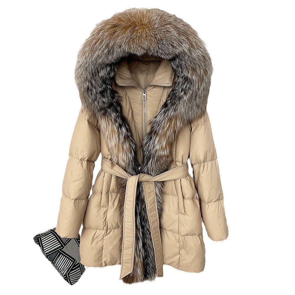 Featured image for 'Hooded down jacket women's fox fur collar'
