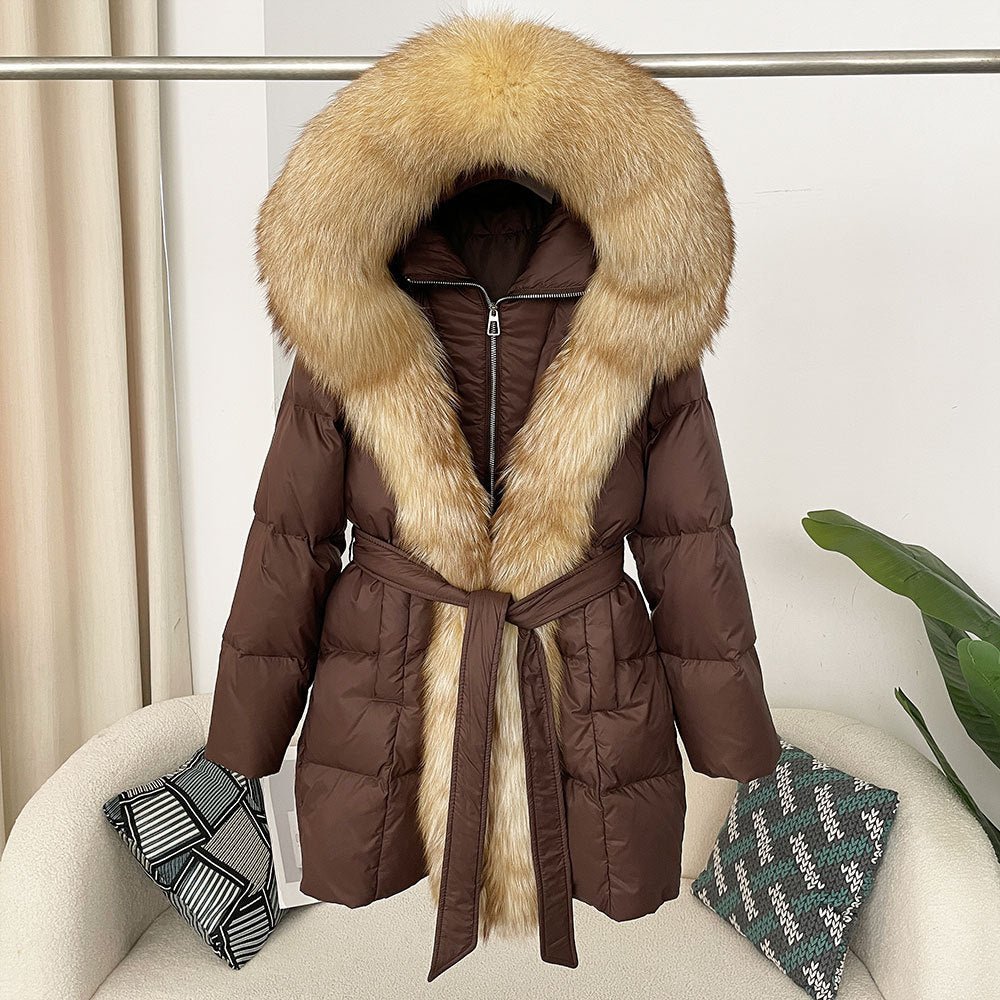 Featured image for 'Hooded down jacket women's fox fur collar'