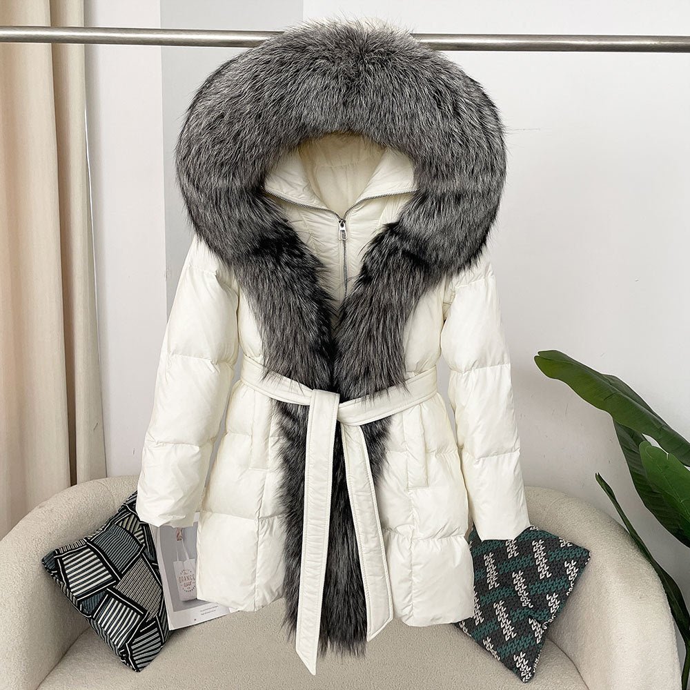 Featured image for 'Hooded down jacket women's fox fur collar'