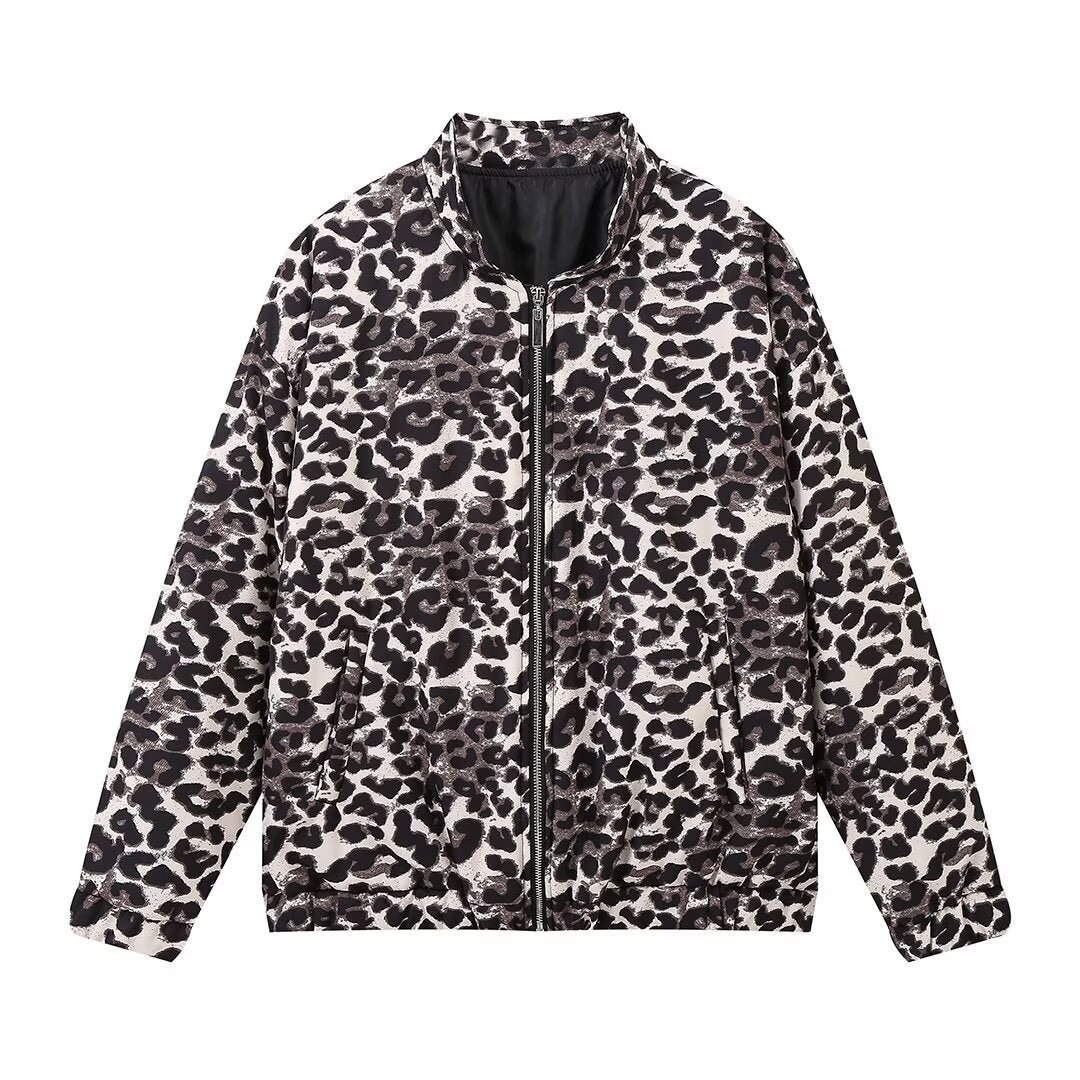 Featured image for 'Women's Retro Leopard Print Jacket Casual Loose-Fit Cotton Jacket with Zipper and Pockets'