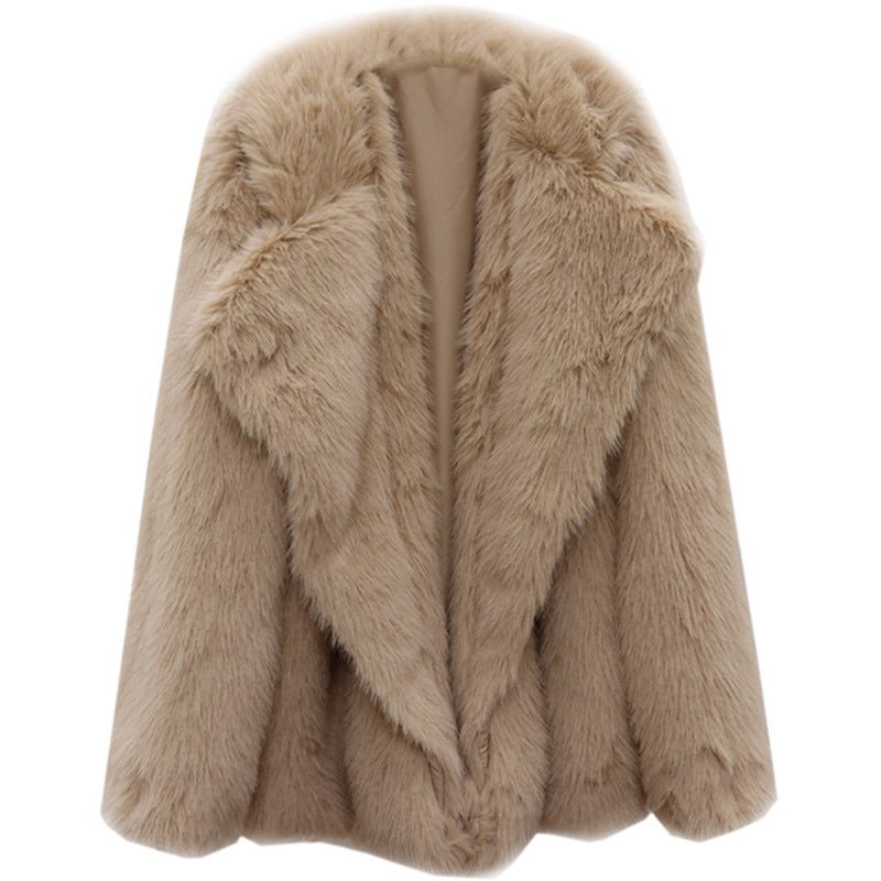 Featured image for 'Women's Winter Faux Fur Coat Short Jacket with Luxurious Faux Fox Fur Collar'